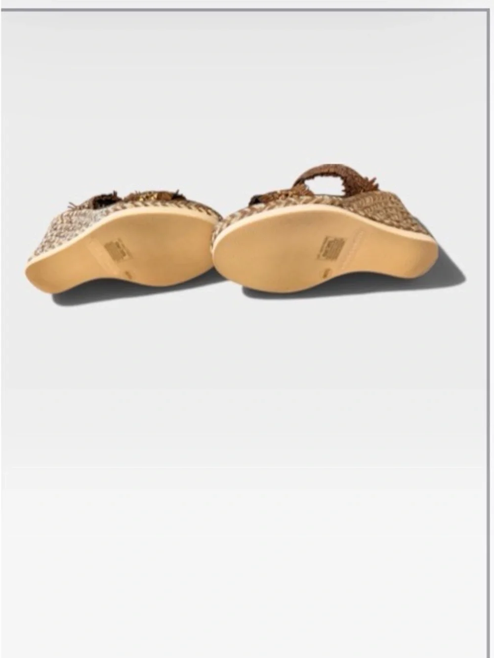 Vince Camuto Brown Woven Fringe Slide Sandals